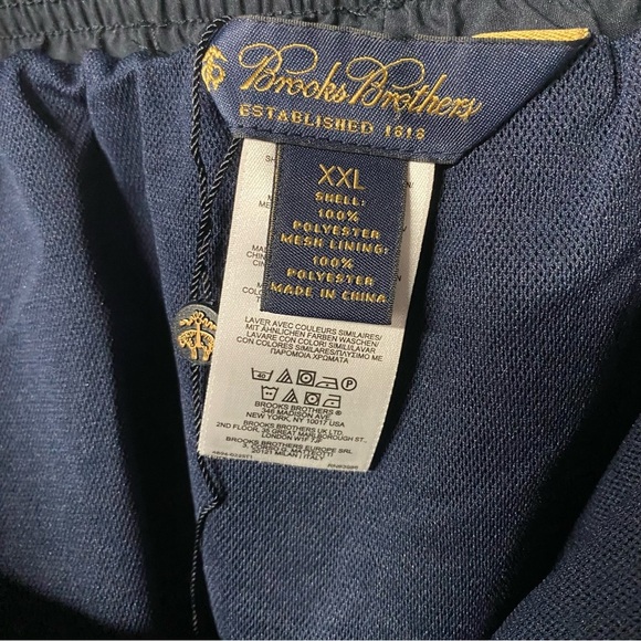 Brooks Brothers Broad Shorts XXL Blue Drawstring Waist Swim Trunks Mesh Brief 6” - Picture 2 of 8